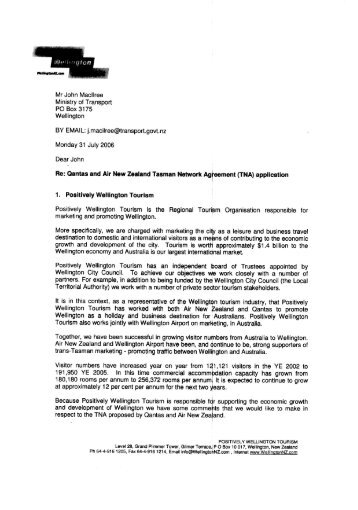 31 July 06 letter from Positively Wellington (PDF - Ministry of Transport