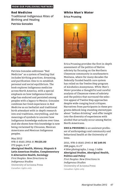 2012 Aboriginal Studies - UBC Press