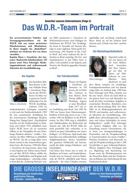 Ruderblatt 1/2005 - Wyker Dampfschiffs-Reederei