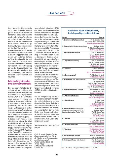 Aus den AGs - Gesellschaft für Pädiatrische Pneumologie