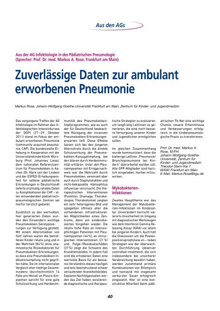 Aus den AGs - Gesellschaft für Pädiatrische Pneumologie