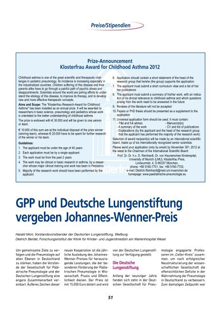 Aus den AGs - Gesellschaft für Pädiatrische Pneumologie