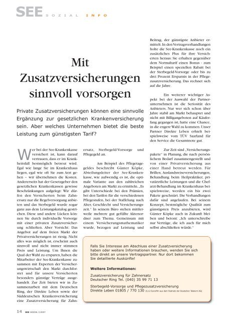 SEE SOZIAL Ausgabe 1/2007 - Berufsgenossenschaft für Transport ...