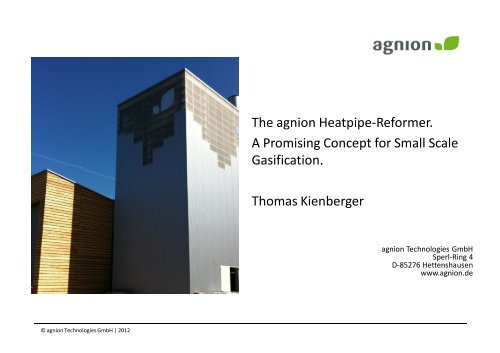 The agnion Heatpipe-Reformer. A Promising Concept for ... - SGC