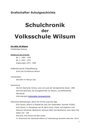 Volksschule Wilsum - Die Grafschaft Bentheim im Unterricht