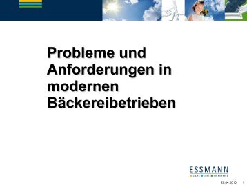 Probleme und Anforderungen in modernen Bäckereibetrieben