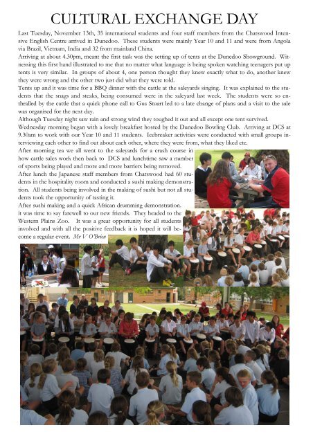 Newsletter Week 8 Term 4 - Dunedoo Central School