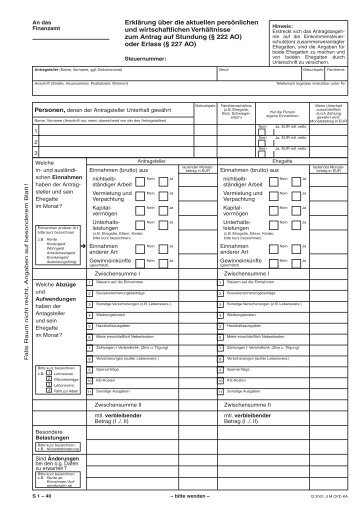 Erklärung über die aktuellen persönlichen und wirtschaftlichen ...