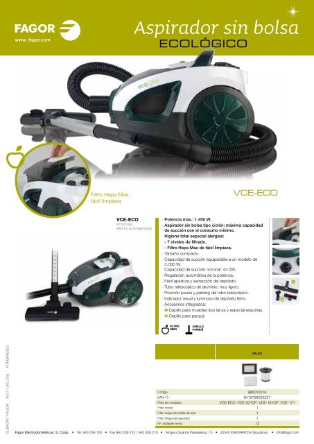 Aspirador sin bolsa - Fagor