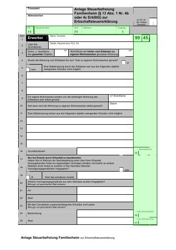 Anlage Steuerbefreiung Familienheim