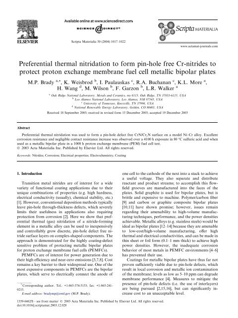 Preferential thermal nitridation to form pin-hole free - Oak Ridge ...