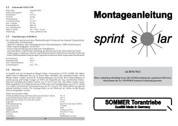 sprint solar - SOMMER Antriebs