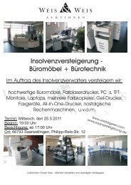 Insolvenzversteigerung - Büromöbel + Bürotechnik - Weis und Weis ...