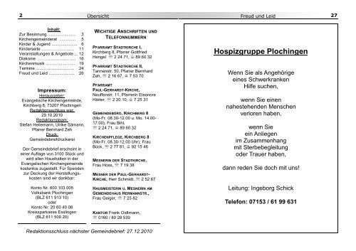 Gemeindebrief Nr. 153 - Evangelische Kirchengemeinde Plochingen