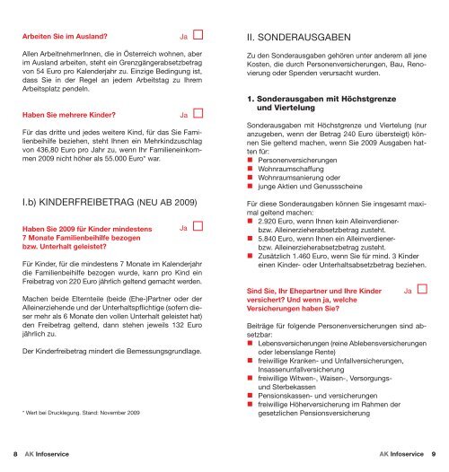 Checkliste für Arbeitnehmerveranlagung - AK - Salzburg