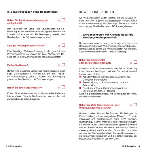 Checkliste für Arbeitnehmerveranlagung - AK - Salzburg