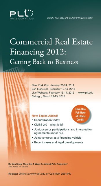 Commercial Real Estate Financing 2012: - Quarles & Brady LLP