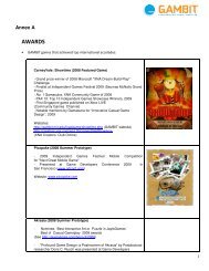 1 Annex A AWARDS - GAMBIT games that achieved - MDA