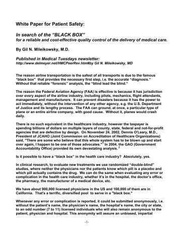 BLACK BOX - Alliance for Patient Safety