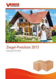 Ziegel-Preisliste 2013 Gültig - beim Venus Tonwerk