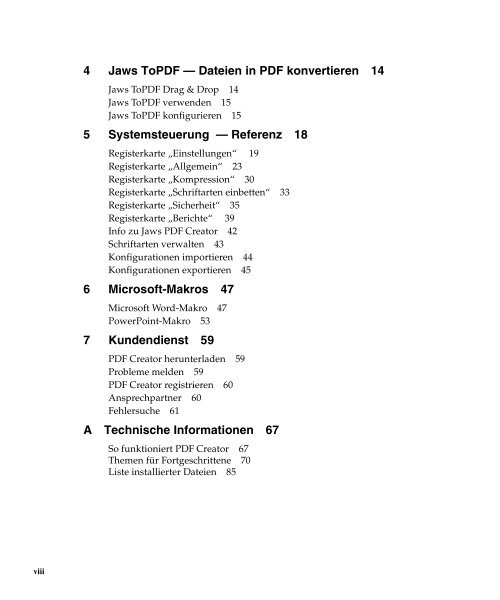 PDF Creator User Manual - Jaws PDF Software