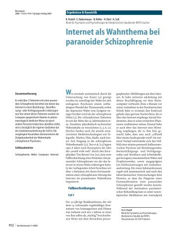 Internet als Wahnthema bei paranoider Schizophrenie - BAG-KJP