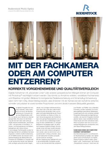 mit der fachkamera oder am computer entzerren? - Rodenstock ...