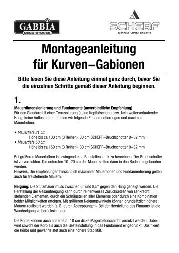 Montageanleitung für Kurven-Gabionen - Scherf