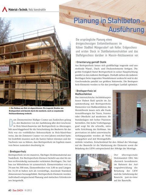 ausführung in Brettsperr - DEG Alles für das Dach eG
