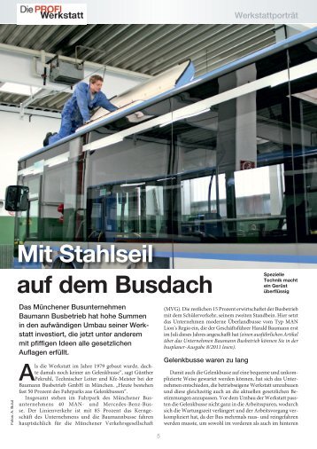 Mit Stahlseil auf dem Busdach - Baumann Busbetrieb GmbH