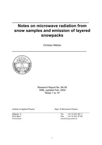 Notes on microwave radiation from snow samples and ... - IAP