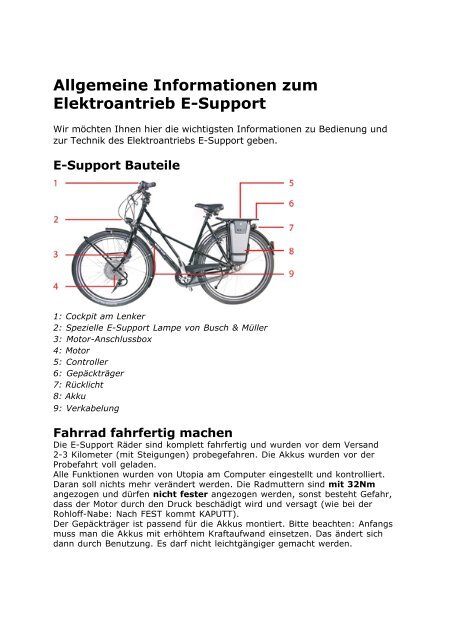 E-Support Betriebsanleitung - Utopia