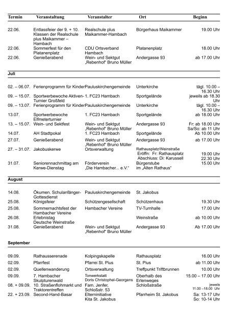 Hambacher Veranstaltungskalender 2012 - Hambach an der ...