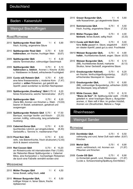 Preisliste - DER Weinladen