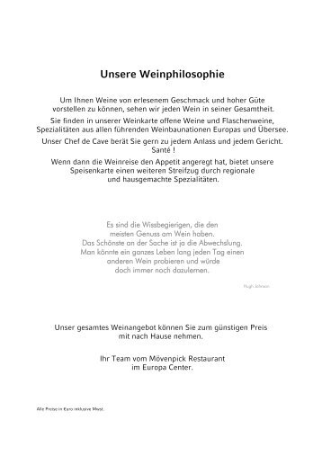 Unsere Weinphilosophie - Mövenpick Restaurants