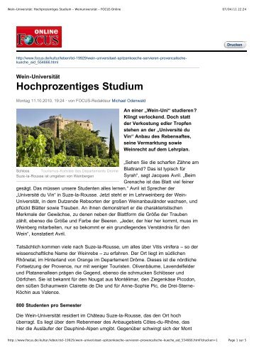 Wein-Universität: Hochprozentiges Studium ... - Université du Vin