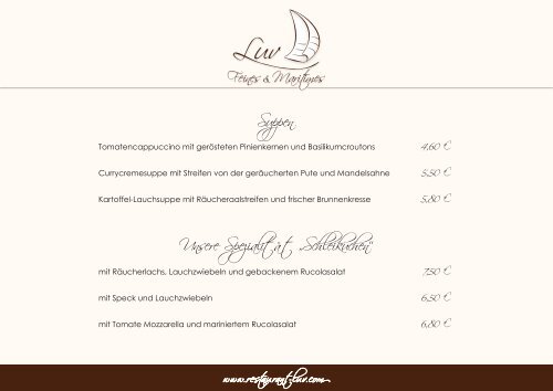 Speisekarte als PDF downloaden - Restaurant Luv in Schleswig