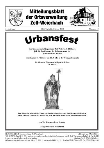 Mitteilungsblatt der Ortsverwaltung Zell-Weierbach