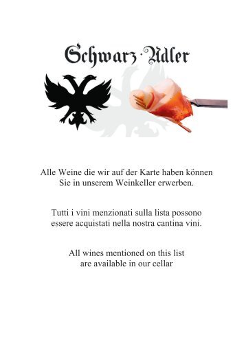 Carta vini - Schwarz Adler