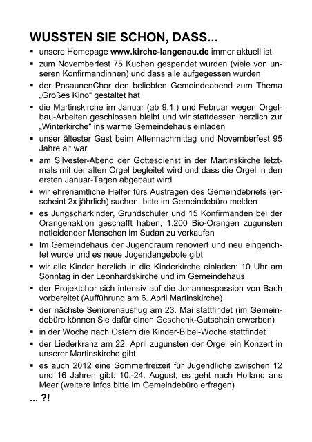 Gemeindebrief Nr. 91 - Evangelische Kirchengemeinde