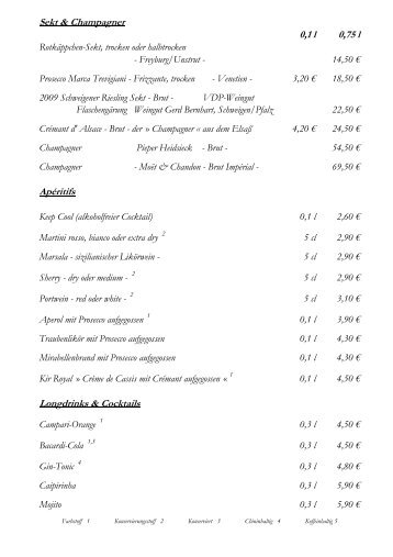 Getränkekarte 2011 - Landhaus Lockwitzgrund