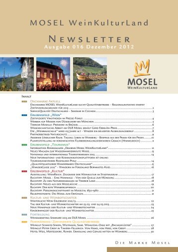 Sechzehnter Newsletter - Mosel Weinkulturland