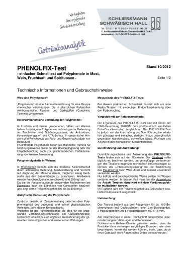 PHENOLFIX-Test - C. Schliessmann Kellerei-Chemie GmbH & Co.KG