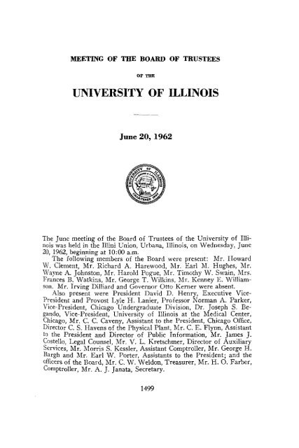 UNIVERSITY OF ILLINOIS - The University of Illinois Archives