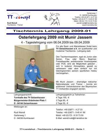 Osterlehrgang 2009 mit Munir Jassem - TT-Landshut * Tischtennis ...