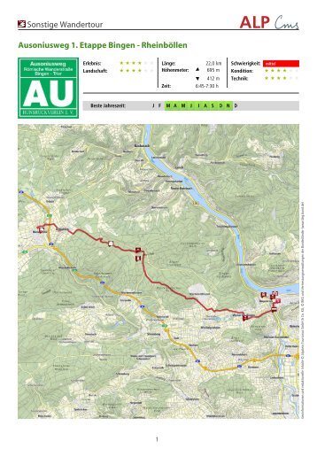 Sonstige Wandertour Ausoniusweg 1. Etappe Bingen - Hunsrück ...