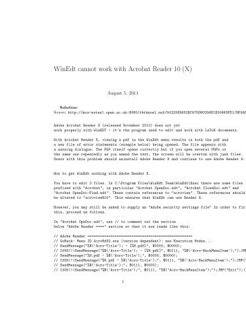 WinEdt cannot work with Acrobat Reader 10 (X) - IBM Research