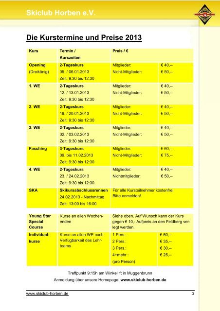 Winterprogramm 2013 - Skiclub Horben eV