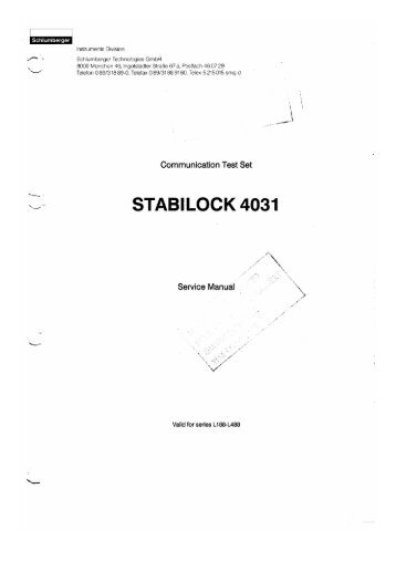 Schlumberger Stabilock 4031 Service Manual vol 1