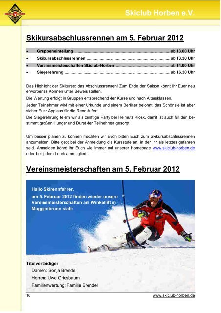 Winterprogramm 2012 - Skiclub Horben eV